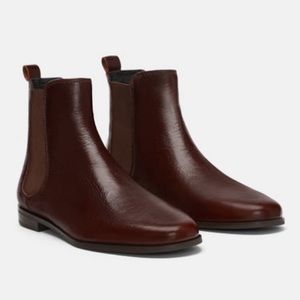 Zara Brown Leather Chelsea Ankle Boots